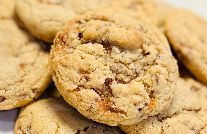 Picture of delicious looking cookies, Signature Flavour of Turtle Tracks.